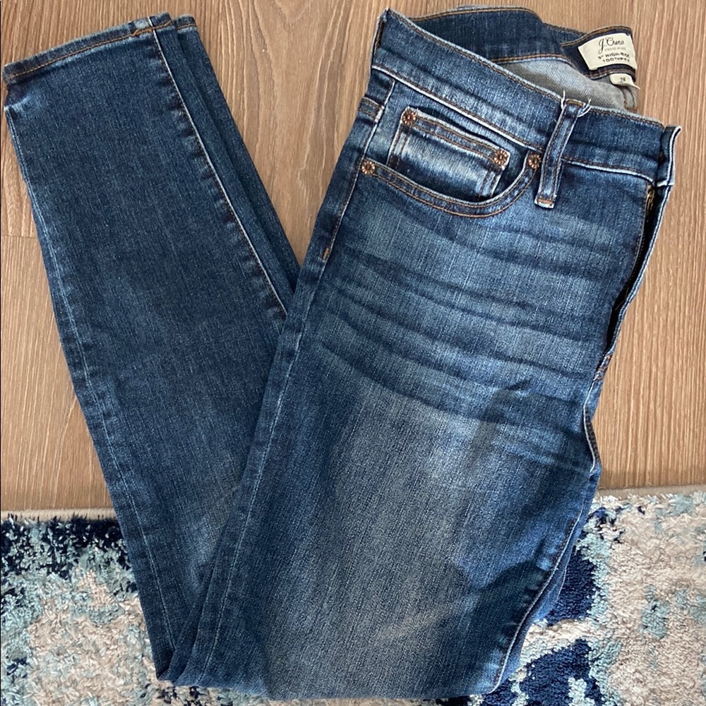 J. Crew 9” High-Rise Toothpick Blue Wash Skinny Jeans | 28